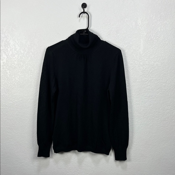 Ann Taylor LOFT Women’s  Black Turtleneck Sweater Long Sleeve Sz L Office Chic - Picture 1 of 8